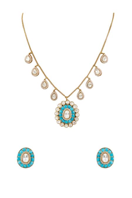 Auraa Trends Turquoise Stone Necklace Set 