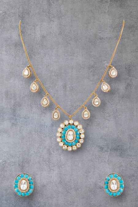 Auraa Trends Turquoise Stone Necklace Set 