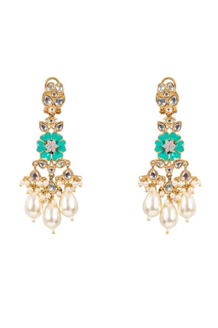 Auraa Trends_Gold Plated Pearls Kundan Choker Necklace Set _Online_at_Aza_Fashions