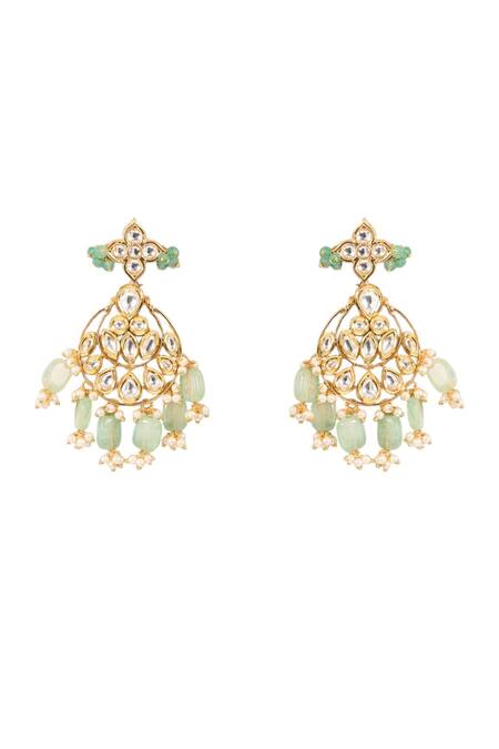 Buy Auraa Trends Green Diamonds, Beads Kundan Embellished Necklace Set Online at Aza Fashions Buy_Auraa Trends_Green Diamonds, Beads Kundan Embellished Necklace Set _Online_at_Aza_Fashions