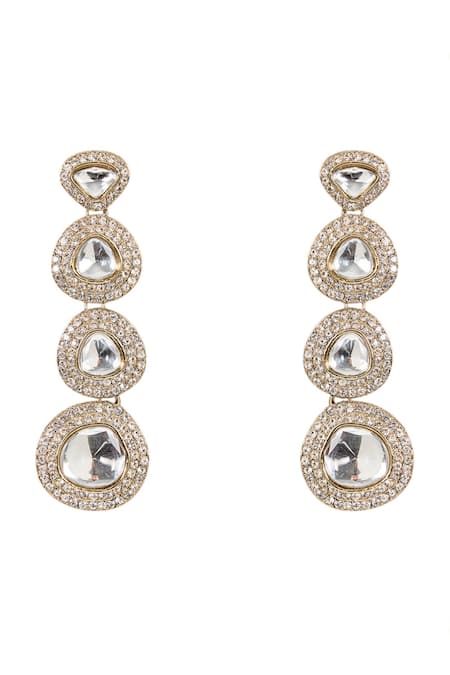 Auraa Trends Gold Plated Imitation Diamonds Kundan Mirror Drop Earrings Online at Aza Fashions Auraa Trends_Gold Plated Imitation Diamonds Kundan Mirror Drop Earrings_Online_at_Aza_Fashions