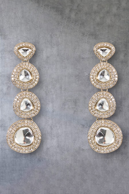 Shop Auraa Trends Gold Plated Imitation Diamonds Kundan Mirror Drop Earrings at Aza Fashions Shop_Auraa Trends_Gold Plated Imitation Diamonds Kundan Mirror Drop Earrings_at_Aza_Fashions