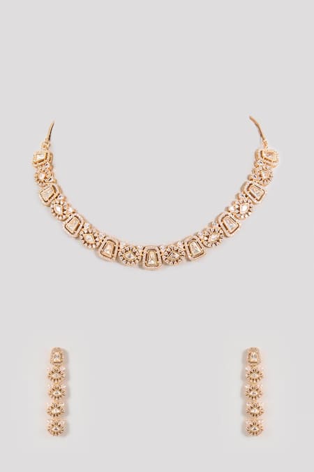 Auraa Trends Diamond-Cut Stone Embellished Choker Set 