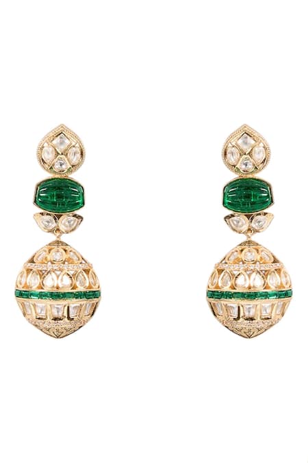 Buy_Auraa Trends_Green Stones Emerald And Gold Choker Set _Online_at_Aza_Fashions