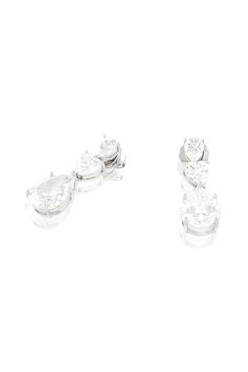 Isharya_White Crystals Silver Radiance Rhodium Plated Dangler Earrings _Online_at_Aza_Fashions