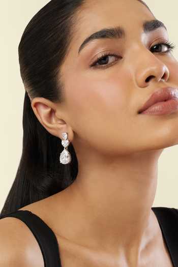 Isharya Silver Radiance Rhodium Plated Dangler Earrings 