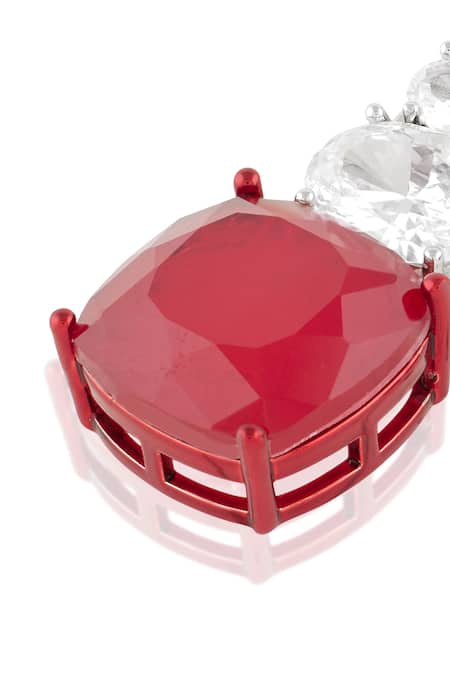 Buy Isharya Red Crystals, Stones Crimson Elegance Rhodium Plated Dangler Earrings Online at Aza Fashions Buy_Isharya_Red Crystals, Stones Crimson Elegance Rhodium Plated Dangler Earrings_Online_at_Aza_Fashions