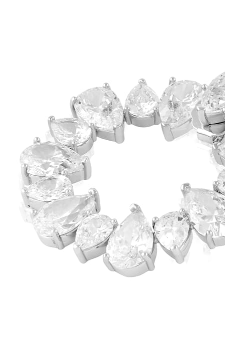 Buy Isharya White Crystals Eternal Glow Circle Rhodium Plated Hoops Online at Aza Fashions Buy_Isharya_White Crystals Eternal Glow Circle Rhodium Plated Hoops_Online_at_Aza_Fashions