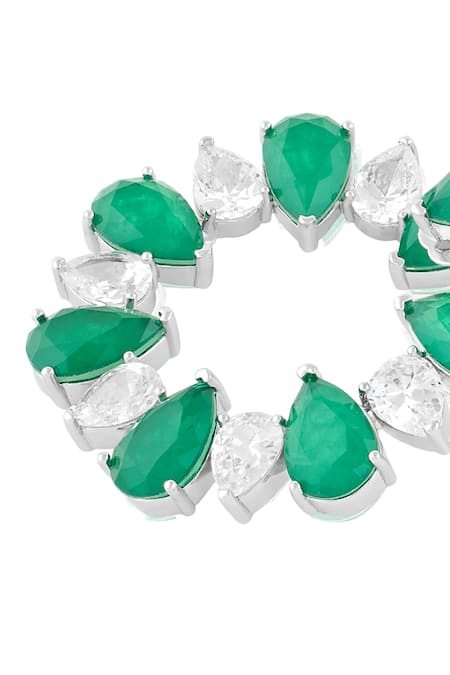 Buy Isharya Green Stones, Crystals Emerald Glow Rhodium Plated Circle Hoops Online at Aza Fashions Buy_Isharya_Green Stones, Crystals Emerald Glow Rhodium Plated Circle Hoops _Online_at_Aza_Fashions