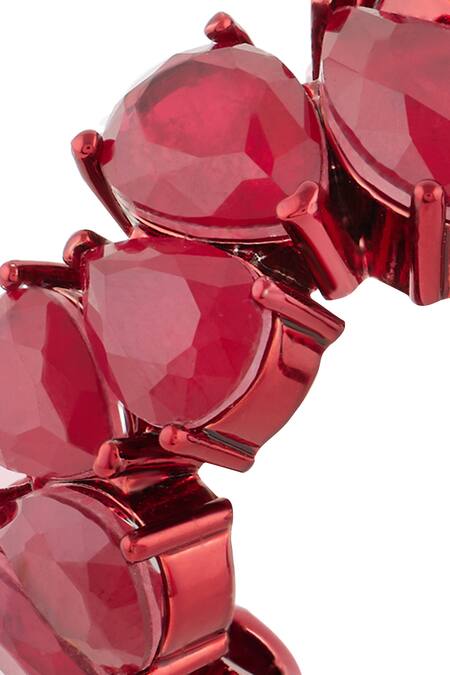 Buy_Isharya_Red Imitation Gemstones Crimson Glow Statement Rhodium Plated Hoops_Online_at_Aza_Fashions