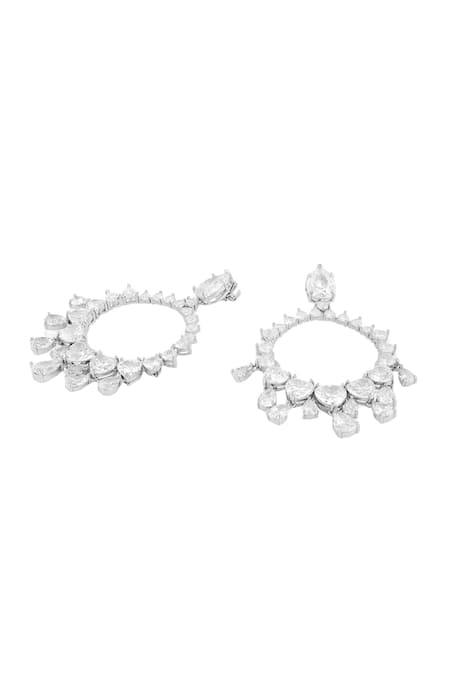 Isharya White Crystals Lunar Elegance Rhodium Plated Moon Baalis Online at Aza Fashions Isharya_White Crystals Lunar Elegance Rhodium Plated Moon Baalis _Online_at_Aza_Fashions