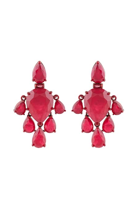 Isharya Crimson Luxe Rhodium Plated Dangler Earrings 