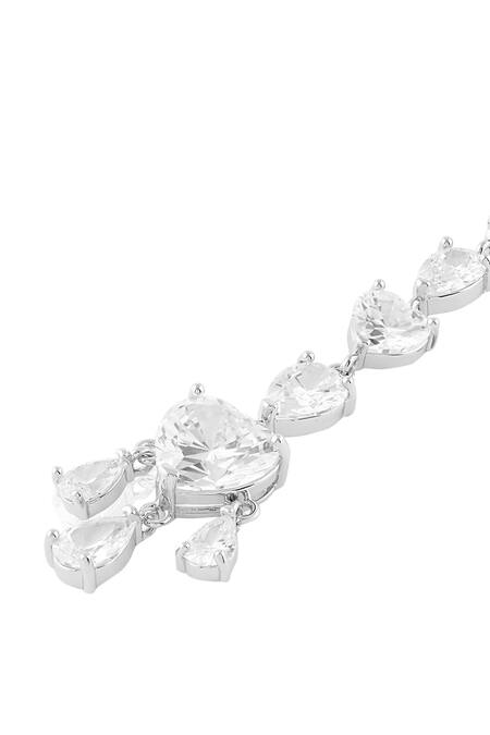 Buy Isharya White Opulent Luminescence Rhodium Plated Maangtikka Online at Aza Fashions Buy_Isharya_White Opulent Luminescence Rhodium Plated Maangtikka_Online_at_Aza_Fashions