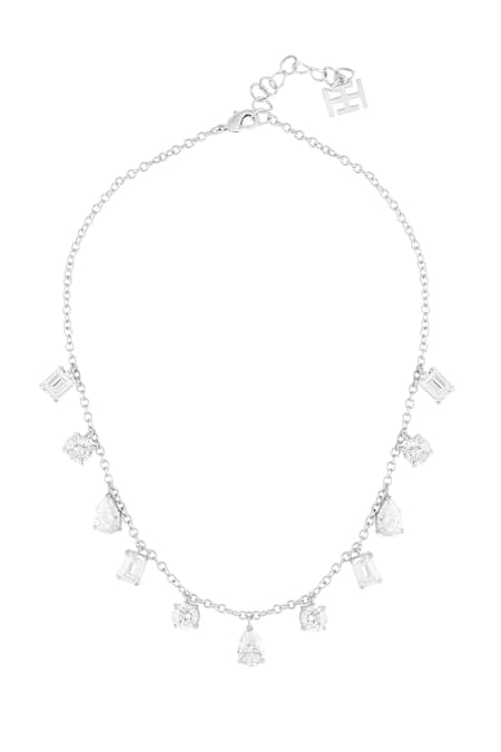 Isharya Eterna Rhodium Plated Charm Choker Necklace 