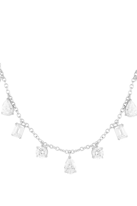 Isharya_Silver Plated Eterna Rhodium Charm Choker Necklace _Online_at_Aza_Fashions