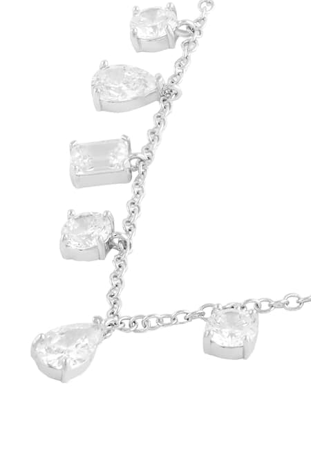 Buy_Isharya_Silver Plated Eterna Rhodium Charm Choker Necklace _Online_at_Aza_Fashions
