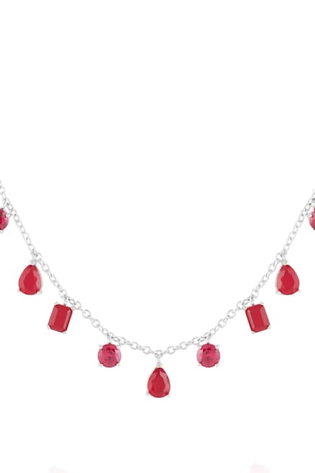 Isharya Red Eterna Fiery Charm Rhodium Plated Choker Online at Aza Fashions Isharya_Red Eterna Fiery Charm Rhodium Plated Choker _Online_at_Aza_Fashions