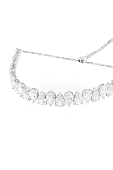 Isharya_White Elysian Choker Rhodium Plated Necklace _Online_at_Aza_Fashions