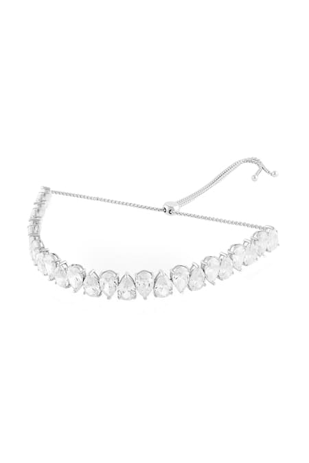 Buy_Isharya_White Elysian Choker Rhodium Plated Necklace _Online_at_Aza_Fashions