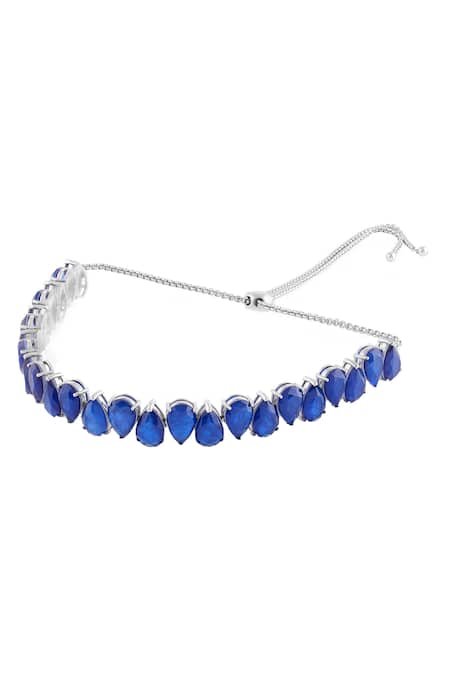 Isharya Elysian Sapphire Rhodium Plated Choker Necklace 