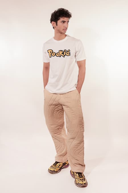 Jubinav Chadha_White Cotton Embroidery Pookie Patchwork T-shirt _Online_at_Aza_Fashions