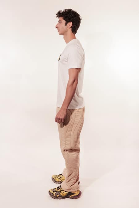 Buy_Jubinav Chadha_White Cotton Embroidery Pookie Patchwork T-shirt _Online_at_Aza_Fashions