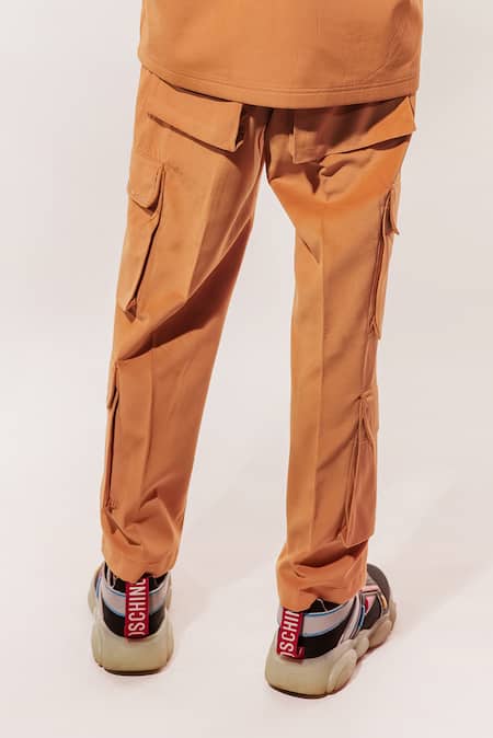 Jubinav Chadha Mustard Suede Cargo Pant Online at Aza Fashions Jubinav Chadha_Mustard Suede Cargo Pant _Online_at_Aza_Fashions