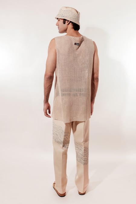 Shop Jubinav Chadha Cream Kantha Crochet Vest at Aza Fashions Shop_Jubinav Chadha_Cream Kantha Crochet Vest _at_Aza_Fashions