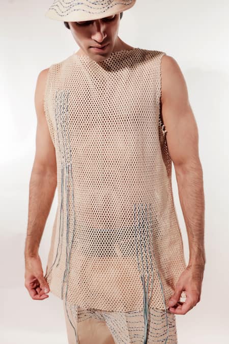 Buy Jubinav Chadha Cream Kantha Crochet Vest Online at Aza Fashions Buy_Jubinav Chadha_Cream Kantha Crochet Vest _Online_at_Aza_Fashions