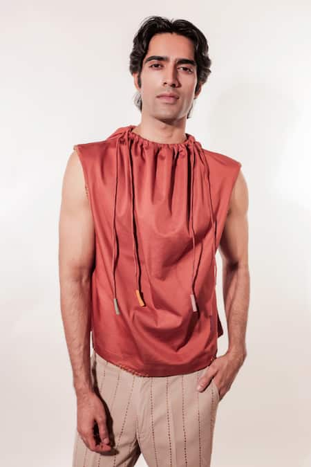Jubinav Chadha Rust Cotton, Lycra Laundry Bag Vest Shirt 