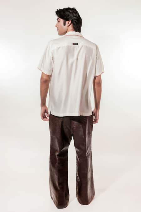 Jubinav Chadha Crocodile Textured Bell Bottom Pant 