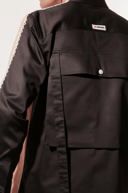 Buy_Jubinav Chadha_Beige Cotton, Lycra Embroidery Colorblock Shirt 