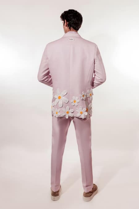 Jubinav Chadha Crochet Flower Lilac  Blazer Set 