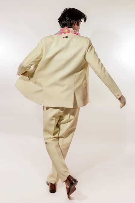 Jubinav Chadha Crochet Garland Embroidered Blazer Set 