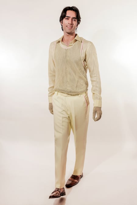 Shop Jubinav Chadha Green Linen, Tissue Fabric Flowers Crochet Garland Embroidered Blazer Set Online at Aza Fashions Shop_Jubinav Chadha_Green Linen, Tissue Fabric Flowers Crochet Garland Embroidered Blazer Set _Online_at_Aza_Fashions