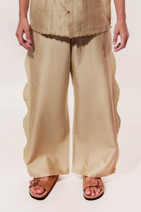 Buy_Jubinav Chadha_Beige Chanderi Embroidery Phulkari Shirt With Pant _Online_at_Aza_Fashions