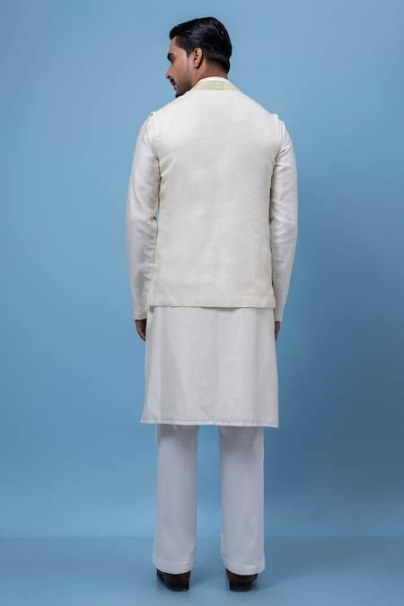 PAARSH Cherry Blossom Embroidered Nehru Jacket Kurta Set 