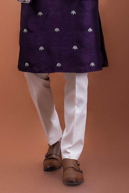 PAARSH_Purple Silk Embroidery Regalia Nehru Jacket Set _at_Aza_Fashions