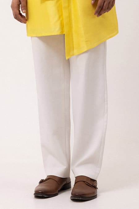 PAARSH_Yellow Silk Embroidery Sunburst Bloom Nehru Jacket Set _at_Aza_Fashions