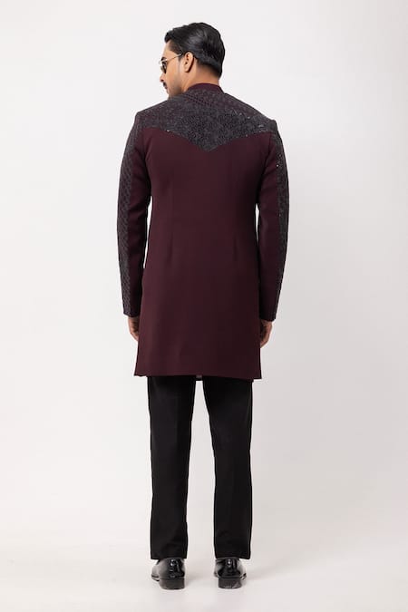PAARSH The Merlot Embroidered Achkan With Pant 