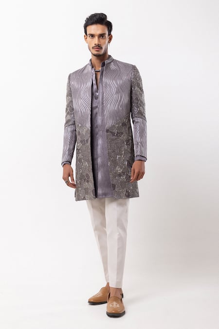 PAARSH Ashen Radiance Embroidered Achkan With Pant 