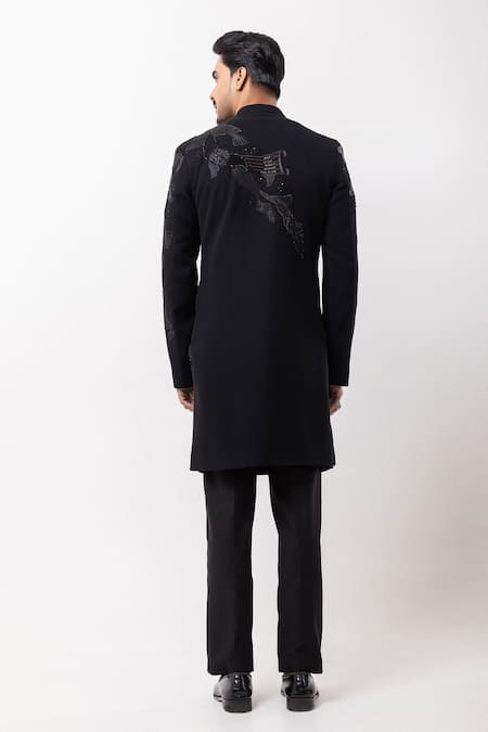 PAARSH Noir Carve Achkan With Pant 