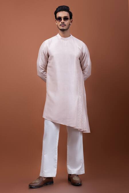 PAARSH Pink Silk Asymmetric Kurta at Aza Fashions PAARSH_Pink Silk Asymmetric Kurta _at_Aza_Fashions