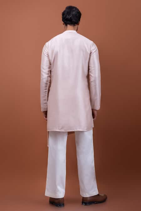 Shop PAARSH Pink Silk Asymmetric Kurta at Aza Fashions Shop_PAARSH_Pink Silk Asymmetric Kurta _at_Aza_Fashions