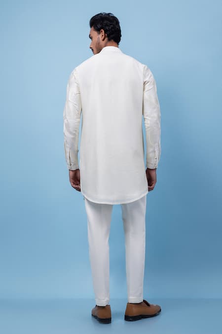 Shop PAARSH Ivory Chanderi Embroidery Tonal Tendrils Kurta at Aza Fashions Shop_PAARSH_Ivory Chanderi Embroidery Tonal Tendrils Kurta _at_Aza_Fashions