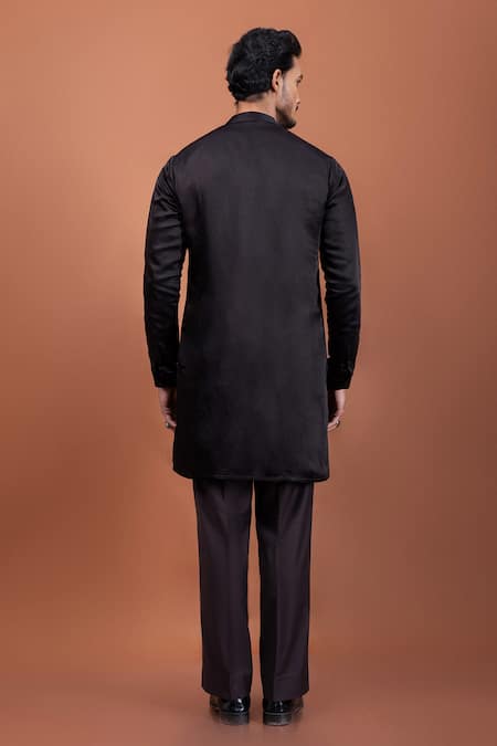 Shop PAARSH Brown Linen, Satin Embroidery Bourbon Eclipse Kurta at Aza Fashions Shop_PAARSH_Brown Linen, Satin Embroidery Bourbon Eclipse Kurta _at_Aza_Fashions