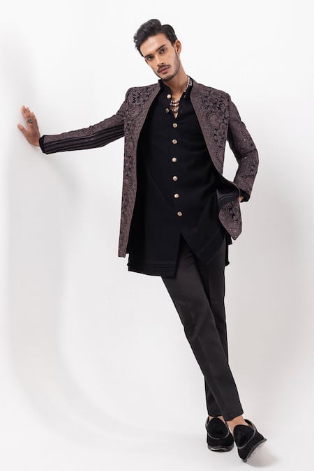 PAARSH Black Straight Kurta 