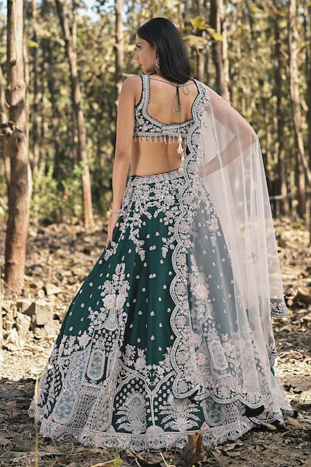 Panihari Raw Silk Embroidered Lehenga Set 