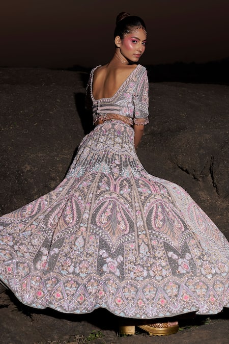 Panihari Scallop Embroidered Bridal Lehenga Set 