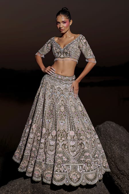 Panihari Mughal Embroidered Bridal Lehenga Set 